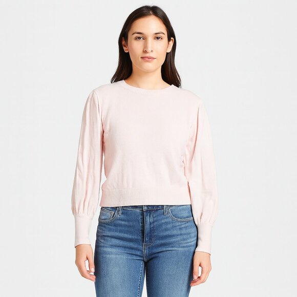 Express Light Pink Blush Long Sleeve Knit Sweater Size Medium Crew Neck - Picture 1 of 5